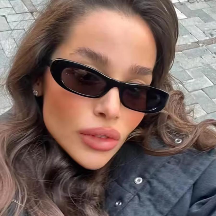 Fashionable Small Frame Cat Eye Black Women's Sunglasses Spring and Summer Vacation Beach Party Men's Accessories