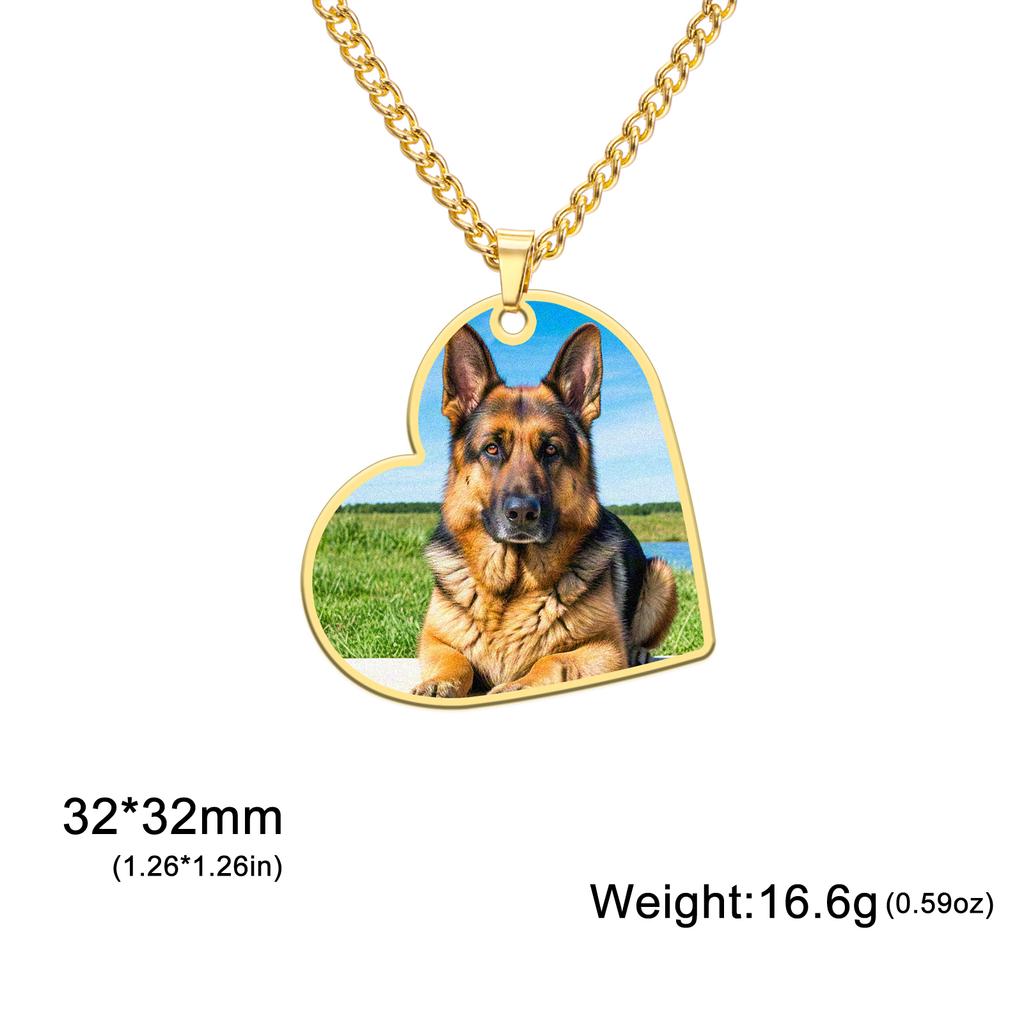 Collana Ciondolo Rotondo Cuore Rettangolo con Foto Personalizzata Acciaio Inossidabile Gioielli per Donna Uomo Famiglia Regalo di Compleanno