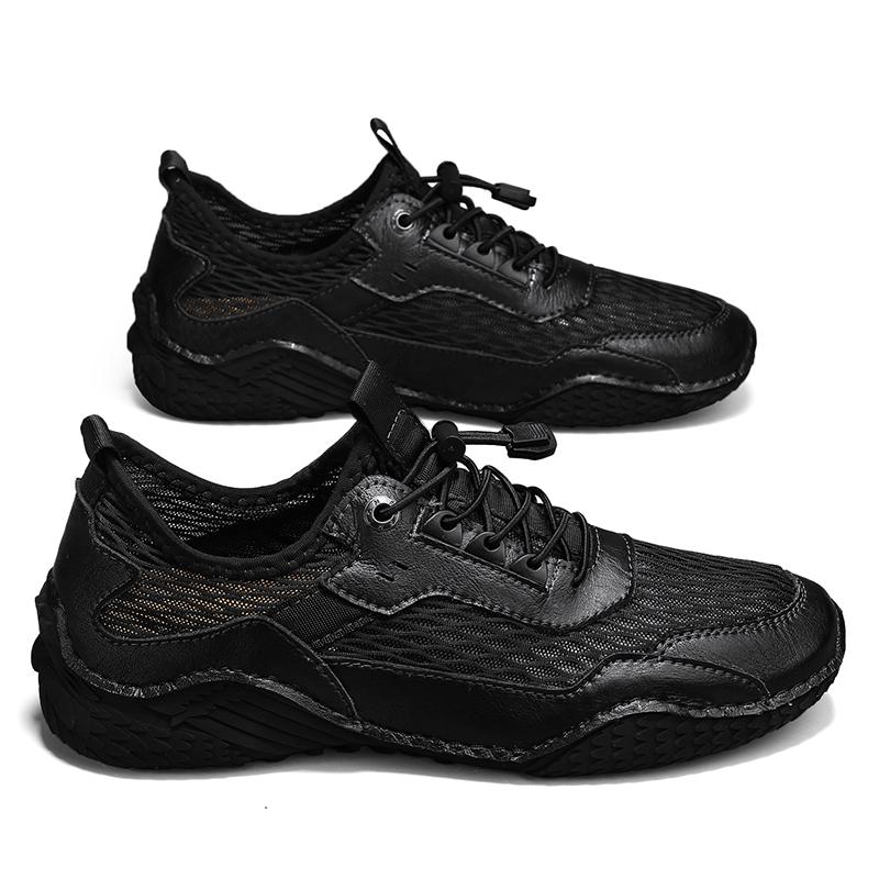 Men’s Outdoor Hiking Shoes Grey Driving Shoes Khaki Casual Slip on Summer Black Mesh Shoes Plus Size 45 46