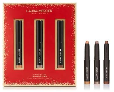 [Set of 3 Colors] Laura Mercier Shimmer and Glow Caviar Stick Trio - 12 (Copper) 1g, 02 (Amethyst) 1g, 03 (Cocoa) 1g. Convenient mini size for carryin