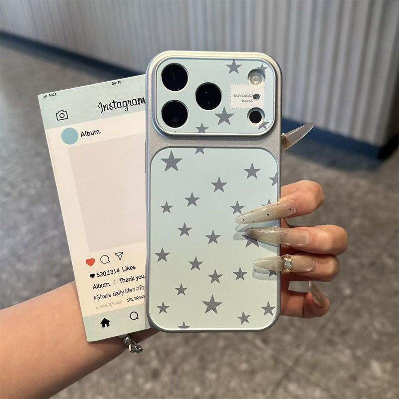 The Blue Background Star Label Is Suitable for Apple Promax Mobile Phone Case, High Value for Girls, Huawei Xiaomi Vivo Soft Case.