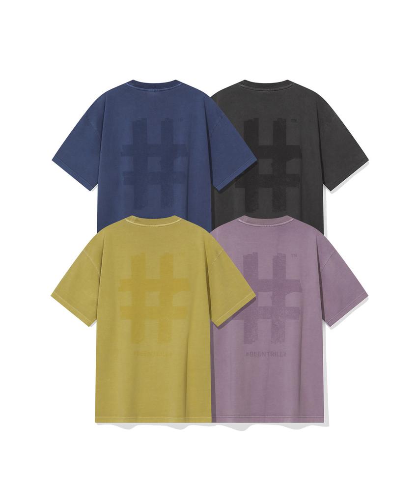 BEENTRILL Vintage Stamp Hashtag Dyed Short Sleeve T-Shirt (Mustard)