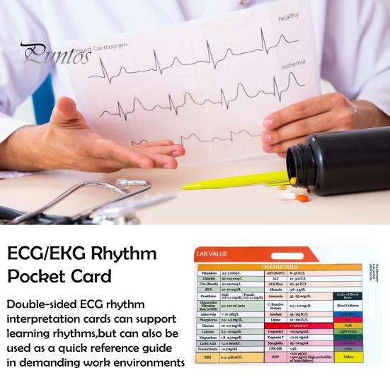 1/4Pcs Transparent EKG Calipers Reference Badge ID Cards Waterproof Wear-Resistant Mini Size EKG Interpretation Rulers