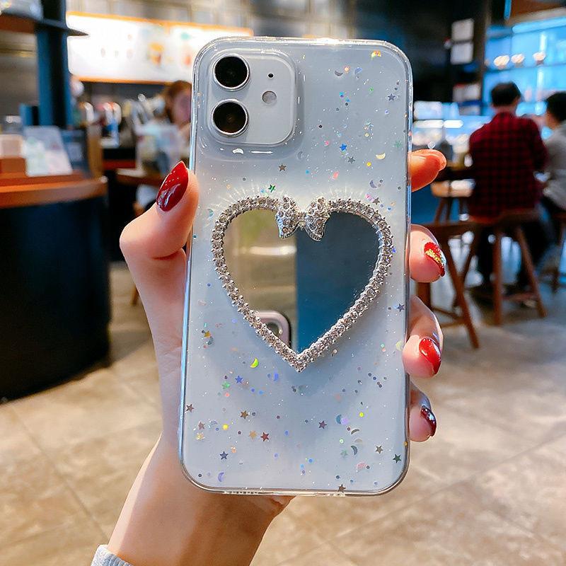 Apple 17Promax Phone Case For Iphone 16 Transparent 15 Glitter Xs Makeup Mirror 14Plus Rhinestones