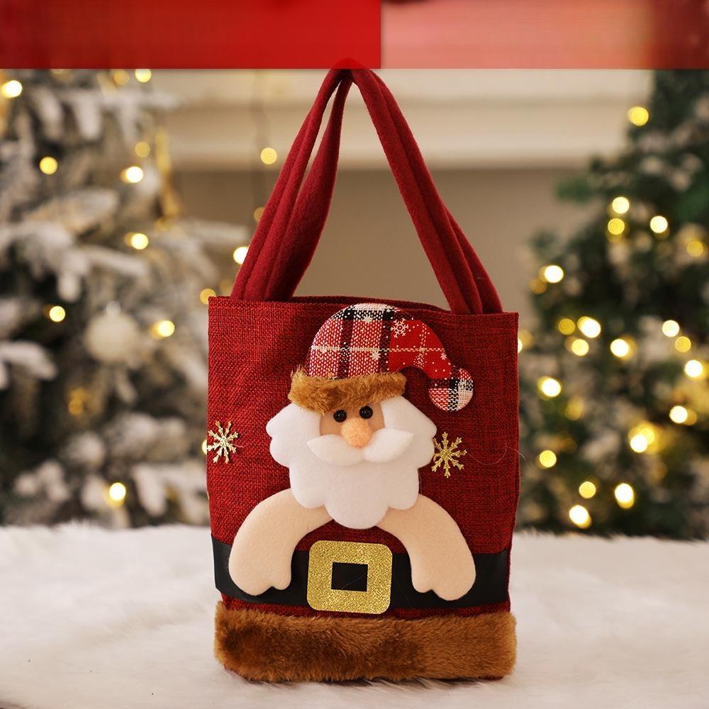 Christmas Decorations Christmas Cloth Bag Backpack Brushed Cloth Gift Bag Old Man Snowman 2024 New Year Gift Candy Bag Snowman Deer Gift Bag