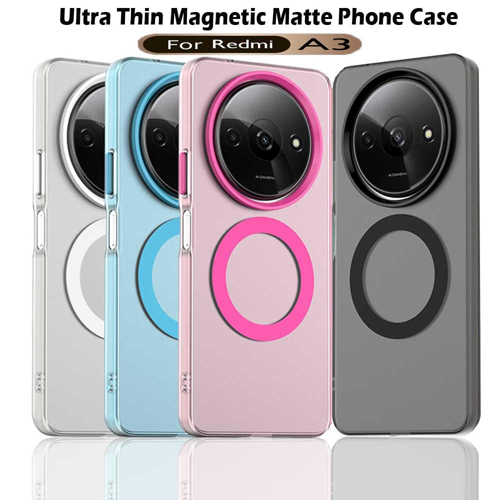 Magsafe Matte Phone Case For Xiaomi Redmi A3 Magnetic Wireless Charging For Xiaomi Redmi A3x Shockproof Back Cover