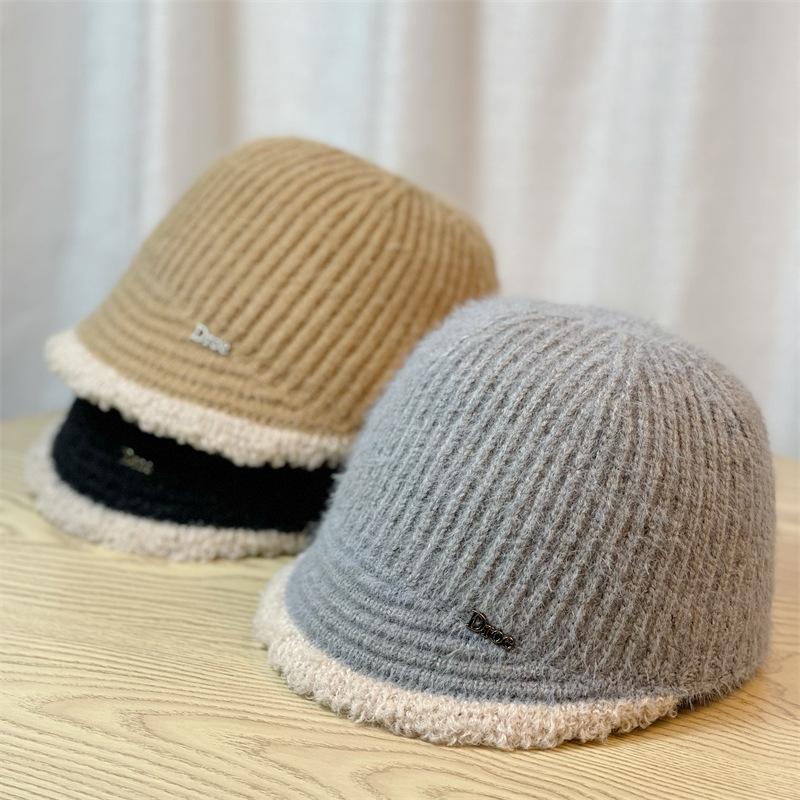 New Autumn and Winter Women's Knitted Woolen Hat Solid Color Simple and Stylish Korean Style Warm Outdoor Travel Equestrian Hat