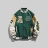 Trendige Herren-Baseballjacke mit Stickerei – Frühling/Herbst Street Style, Lockerer Schnitt, Leder Freizeitkleidung