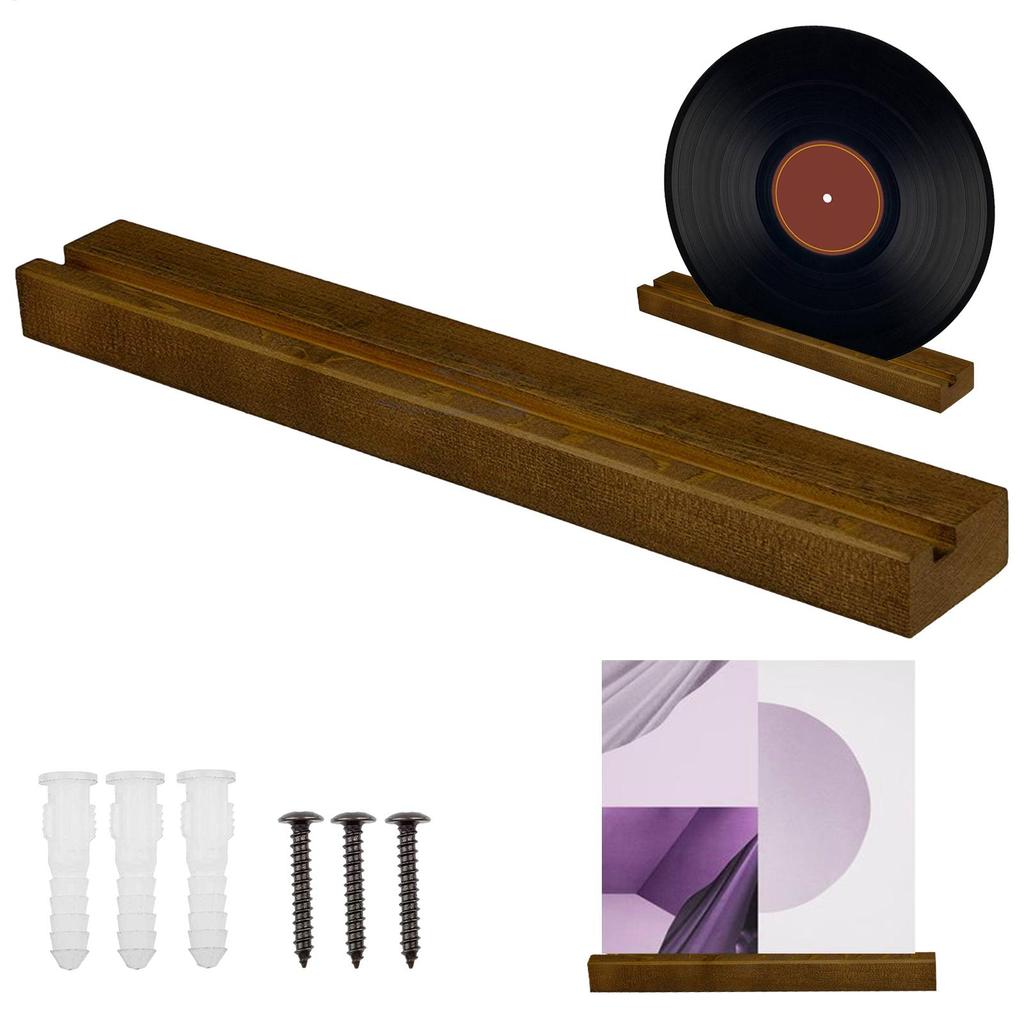Wall Record Holder Solid Wood Wall Mounted Record Shelves Album Record Holder and Record Storage Hanger Smooth Wood Album Shelf