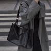 Large Capacity PU Leather Shoulder Bag College Student Large Handbag Black Tote Bag  Girls Gift