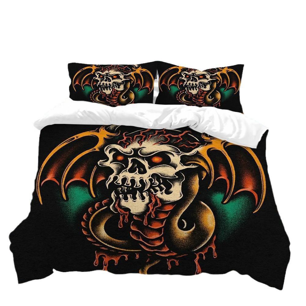Three-Piece Digital Printing Kit Bedding, Skull Printing Home Textile Four-Piece Quilt