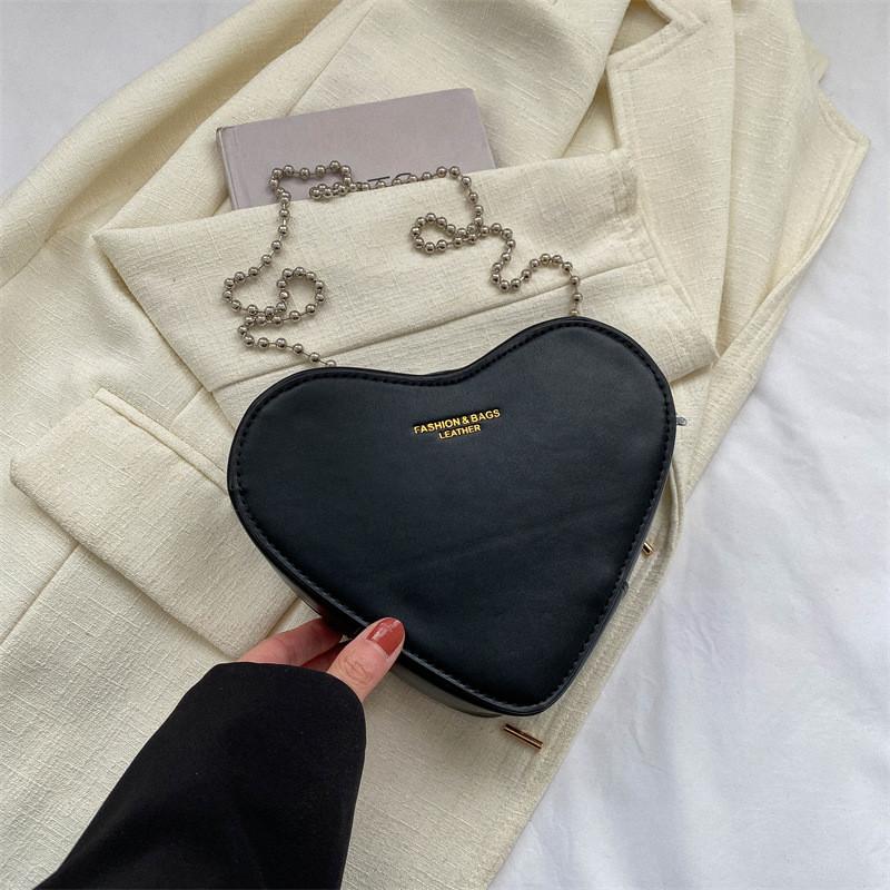 Трендовая Модная Женская Сумка Кроссбоди в Форме Сердца Шикарная Повседневная Сумка на Плечо чёрный