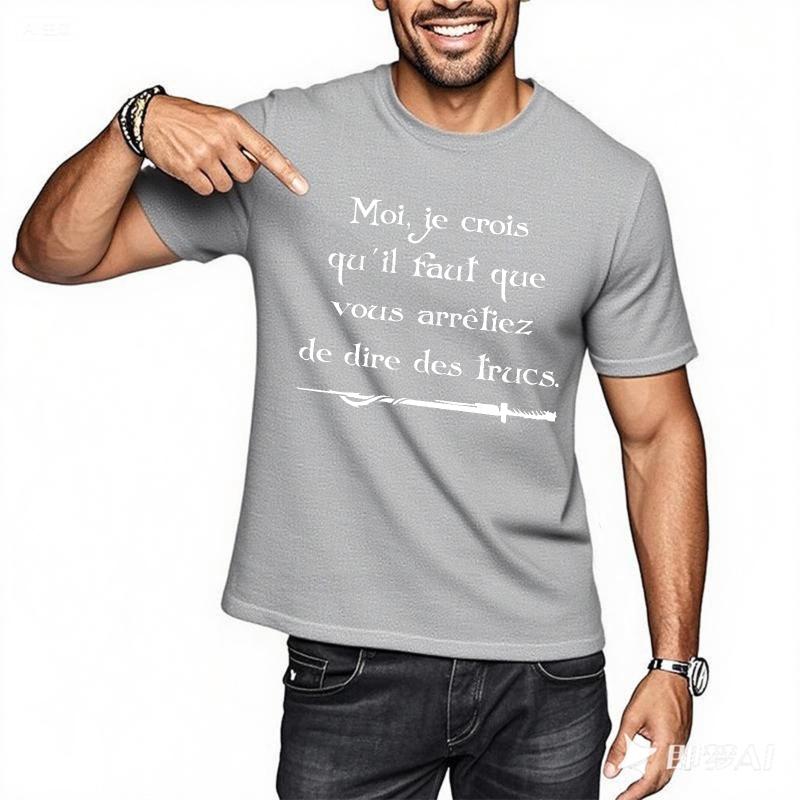 Rock t-shirt Graphic Fashion Tshirt French Text On Shirt Comfortable Classic T-shirt Anime Cotton Solid Color Tshirt