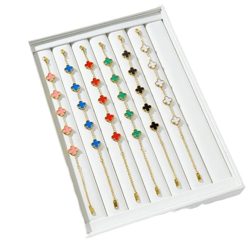 15MM Mode Vierblättriges Kleeblatt Fünf Blumen Armband Damen Mode 18K Glücks Stroh Hand Schmuck