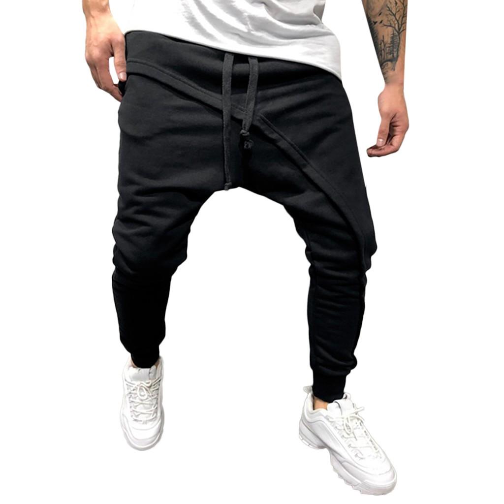 მამაკაცის საგაზაფხულო ზამთრის Joggers მყარი Patchwork Drawstring სპორტული შარვალი შარვალი შარვალი