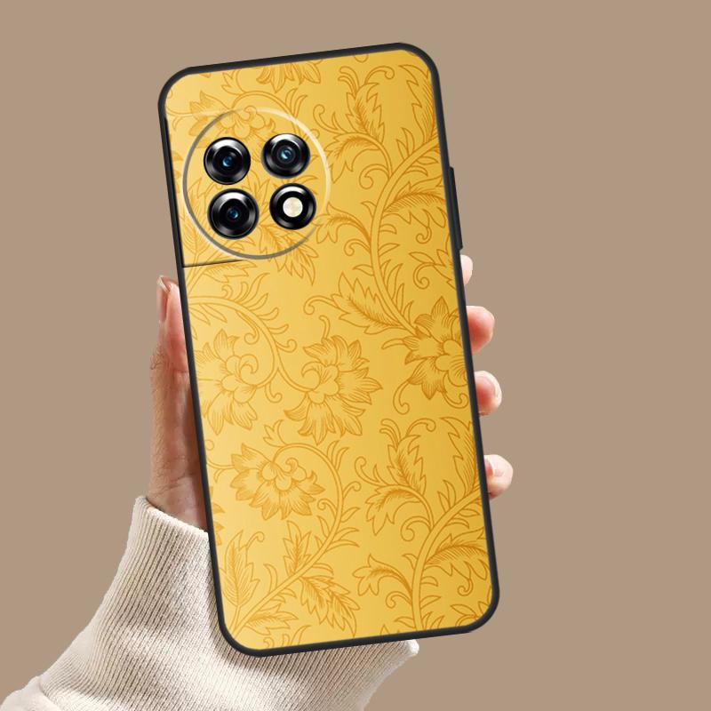 Gold Floral Pattern Case For OnePlus Nord CE 5 2 3 4 Lite N30 OnePlus 13 11 12 15 13T 13R 10T 12R 9 10 Pro Cover