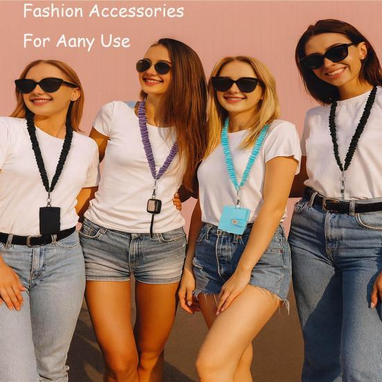4Pcs Stretchy Retractable Scrunchie Lanyard Set with Waterproof ID Card Holders Soft Telescopic Neck Lanyards