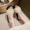 Sexy Women's Cloth Slippers Soft Sole Slip On Flat Slippers Home Mute Anti-slip Slides Outdoor Street Sandals Sandalias De Mujer