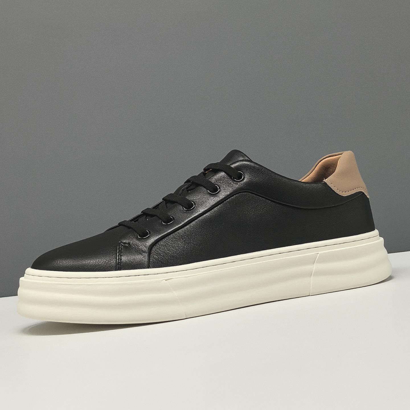 

Leather board shoes high-end lace-up free light luxury lazy shoes 43 чорний