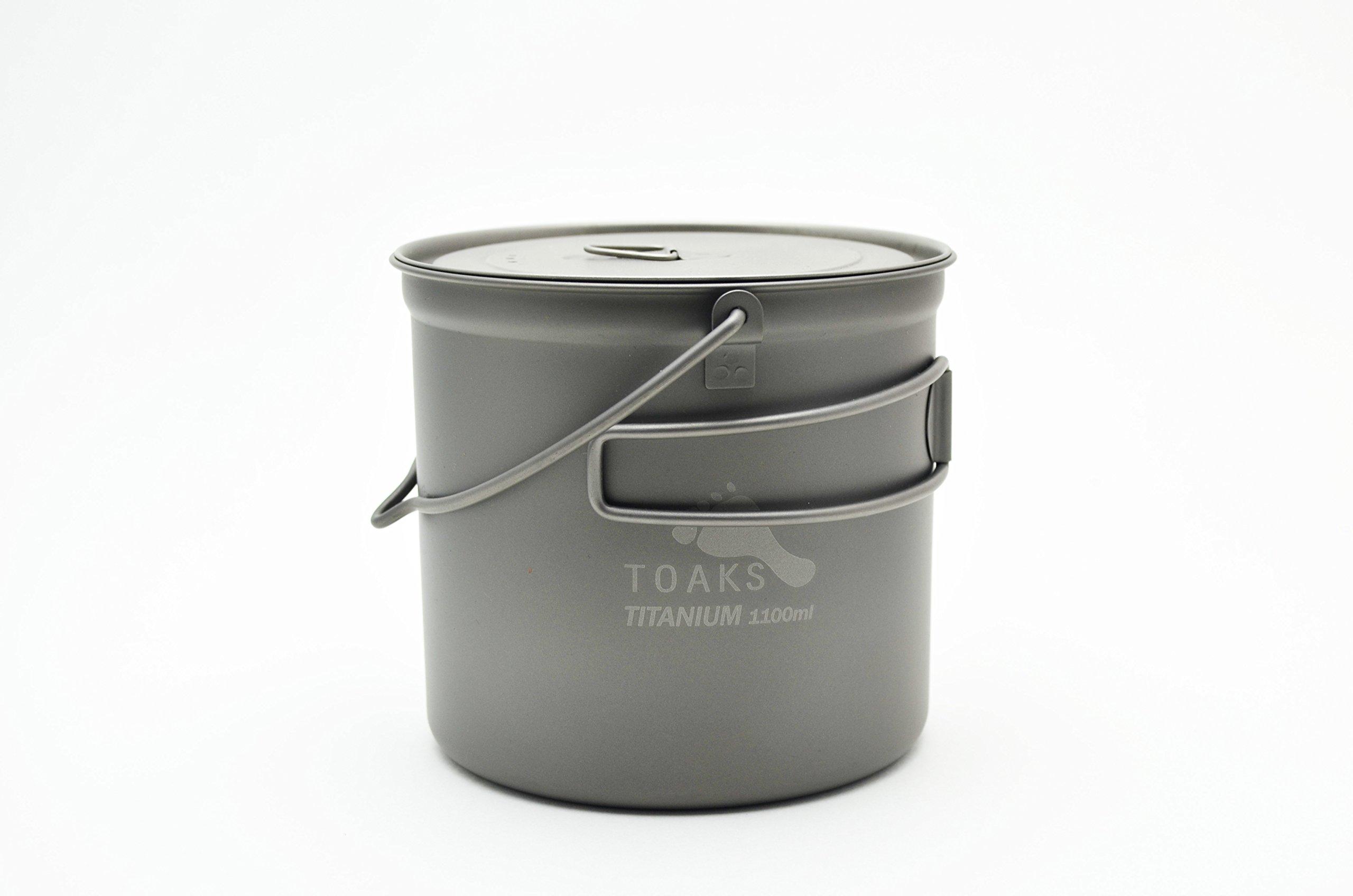 Титановый котелок TOAKS, 1100 мл, с ручкой-дужкой и мешком для хранения, POT-1100-BH [Официальный японский продукт]