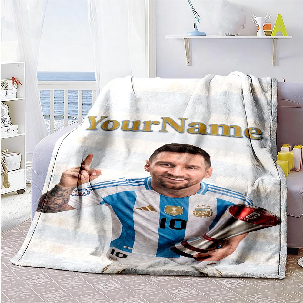 Messi 215 Personalized Name Blanket Cozy Customizable Blanket Durable Comfort for Picnics Bed Bedding Nap Four Seasons Universal