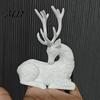 Christmas Table Centerpieces 3D Printed Deer Figurine, White Sitting Stag Sculpture with Antlers, Indoor Entryway Displays Minimalist Tabletop