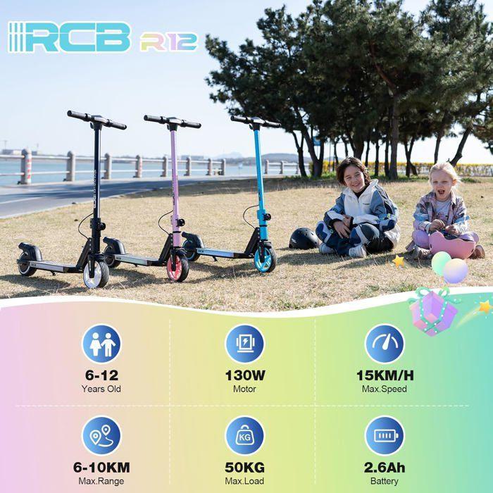 RCB Elektrická koloběžka pro děti 220W – 6,5" Kola – 15 km/h – Skládací – Dojezd 6-10 km – Černá
