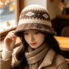 Warm Jacquard Knitted Hat Wool Jacquard Pattern Beanies Cute Knitted Fisherman Hat  Winter