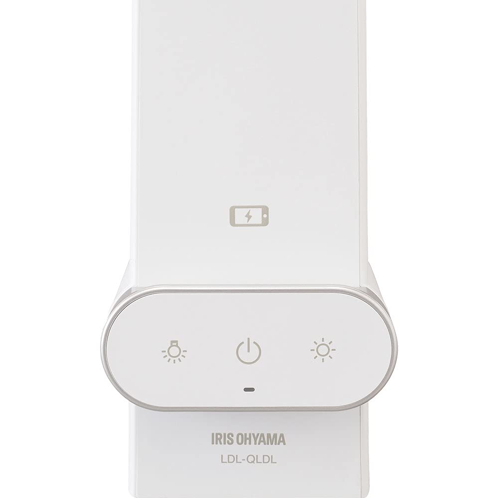 IRIS OHYAMA Qi-Compatible Desk Light with Smartphone Charging and Wireless Smartphone Stand, LDL-QLDL-KW, WhiteSilver