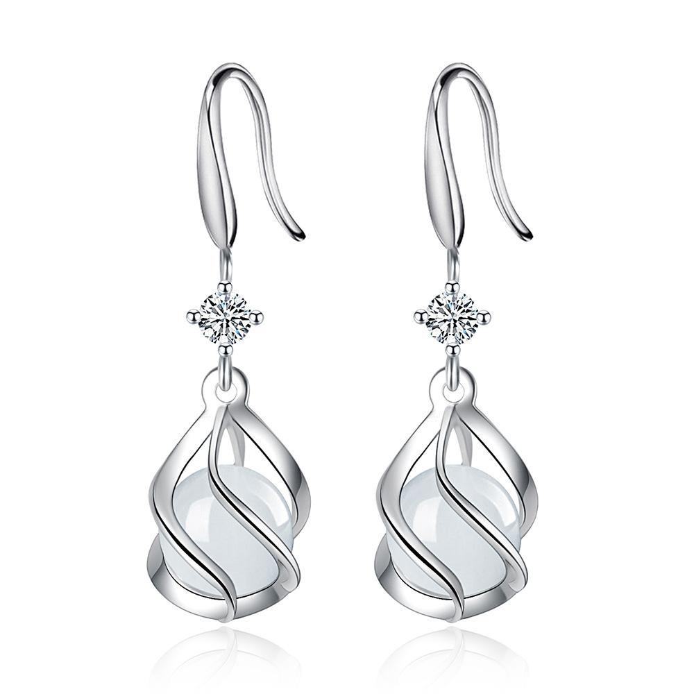 Boucles d'oreilles pendantes tendance en pierre d'opale naturelle plaqué argent 30 % en forme de fleur pour femmes, bijoux à suspendre, cadeaux