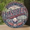 Vintage Baseball Tin Sign 8 Inch Round Wrangler Style Retro Man Cave Wall Decor Sports Memorabilia 2D Flat