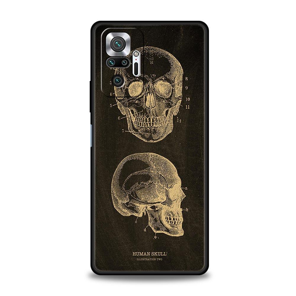 Anatomy Skeleton Chalkboard Body Heart Phone Case For Xiaomi Redmi Note 14 13 5G 10 11 12 Pro Plus 4G 14C 13C 12C 10C Cover