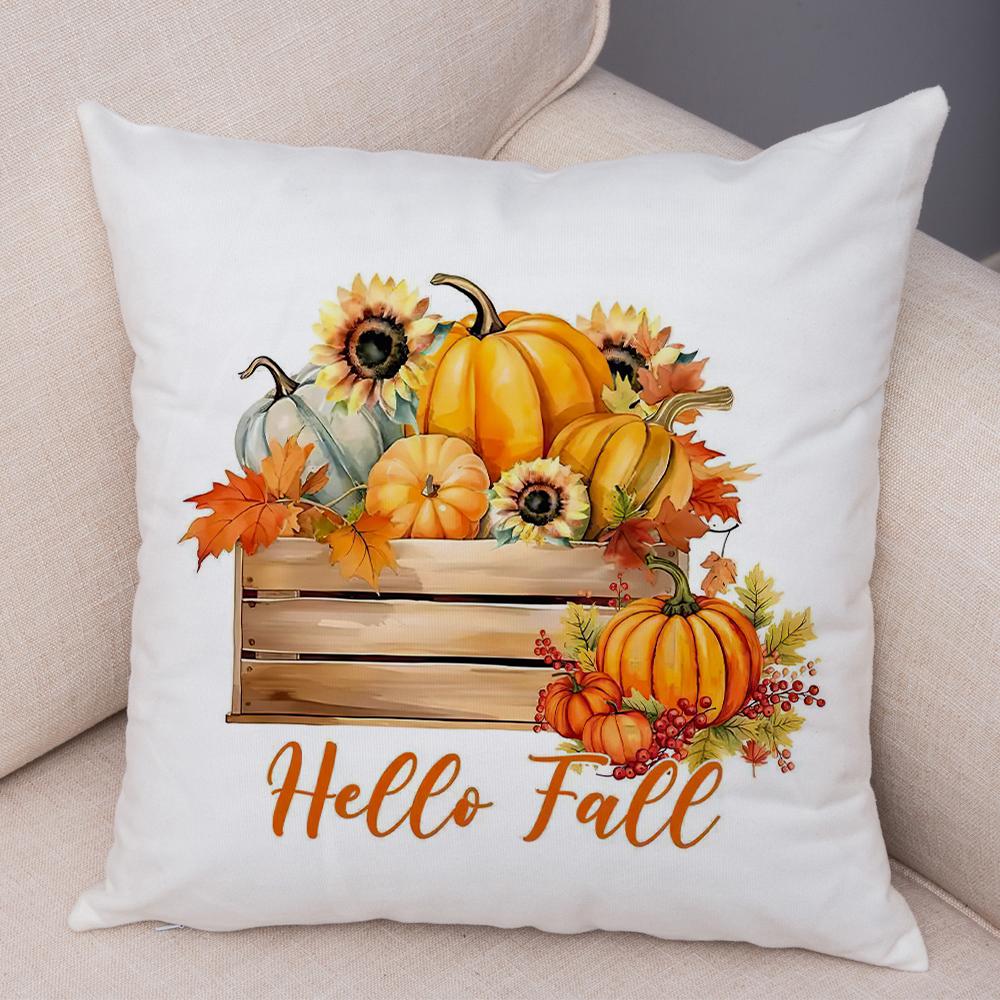 Happy Harvest Season Pillowcase Double Print Fall In The Air Cushion Cover Soft Plush I Love Autumn Pillowcase for Sofa Home Car