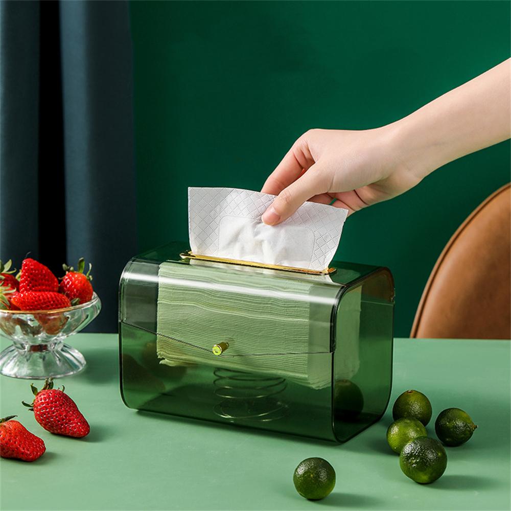 Home Spring Paper Box Creative Automatic All-in-One Lift Tissue Box Plastic Dust Cover Multifunctional Desktop Seal Box 2024