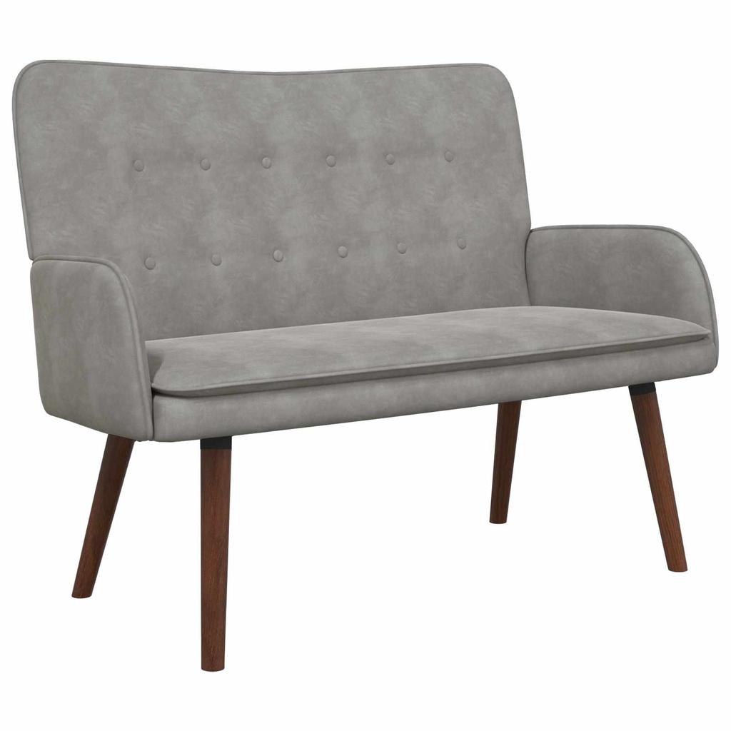 2 Seater Sofa Light Grey 115 x 61 x 87 cm Velvet (V)