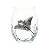 Clear Glass Cups for Party Stemless Wine Glasses with Marine Animal Pattern, 420ml Capacity, High Borosilicate Creative Gift Friends Cup, Round
