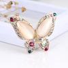 Colored Diamond Cat's Eye Butterfly Brooch Realistic Simple Stone Design Women's Fashion Temperament Versatile Daily Corsage Pin Jewelry