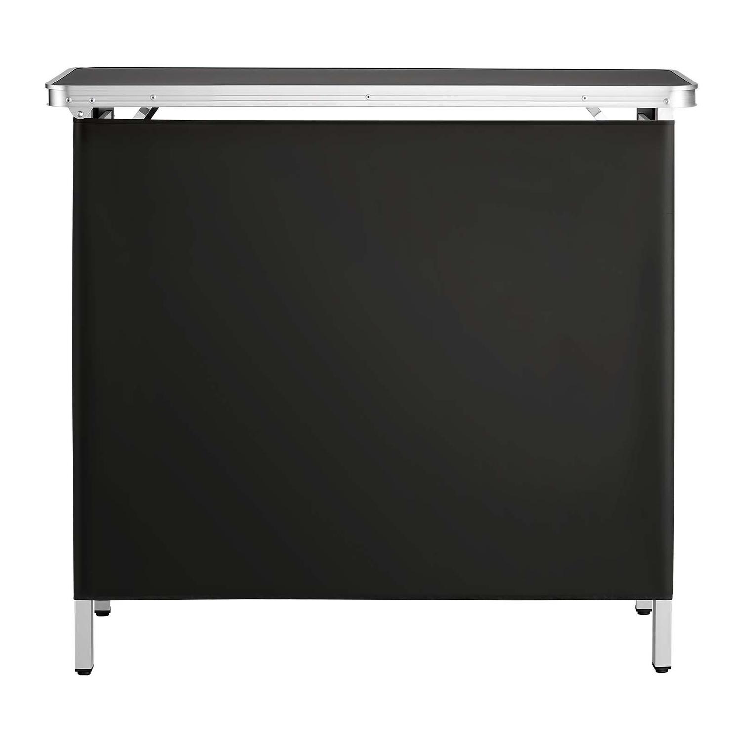 Skládací přenosný barový stůl, 980 x 385 x 870 mm, s přenosnou taškou, odkládací policí a odnímatelnou sukní, rychlá a snadná montáž, skládací mobilní bar