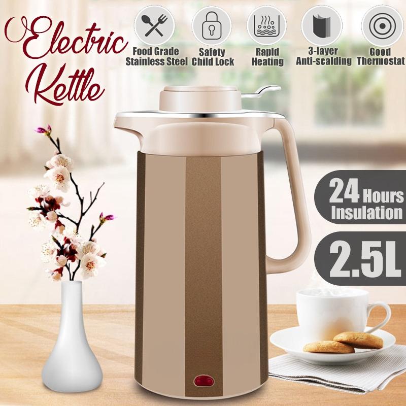 Anti-scalding Electric Water Kettle Auto Power-off Protection Handheld Instant Heating 2.5L Electric Kettle wSafety Lock New