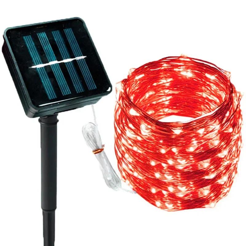 

Фестон Солнечные Гирлянды Светодиодные Сказочные Медная Проволока Световая Гирлянда Праздничное Освещение для Свадебной Вечеринки Рождества Сада Наружное Украшение 4M 20LEDs красный