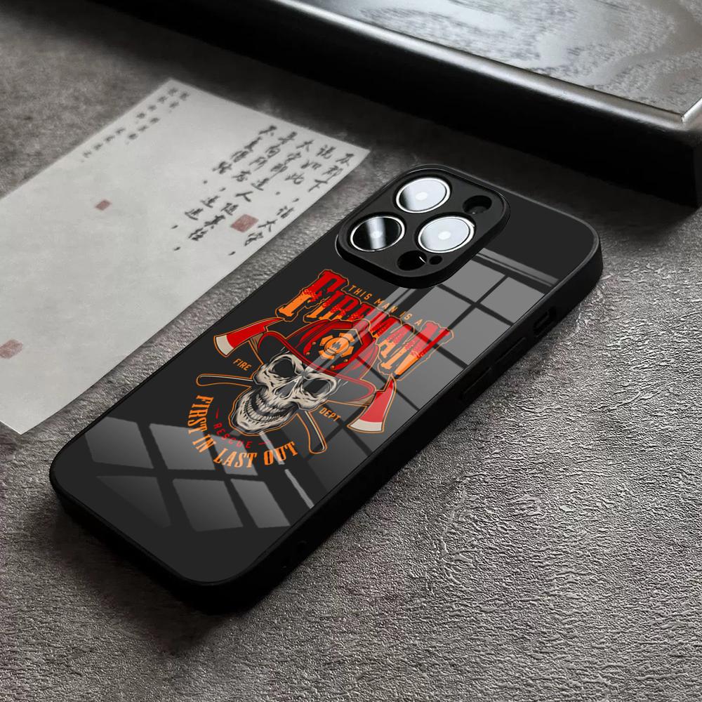 

Firefighter Fire Department Phone Case for iPhone 15 Pro Max 14 Pro 12 11 13 Mini X XR XS 8 7 Plus SE Tempered Glass Back Cover iPhone13 Pro