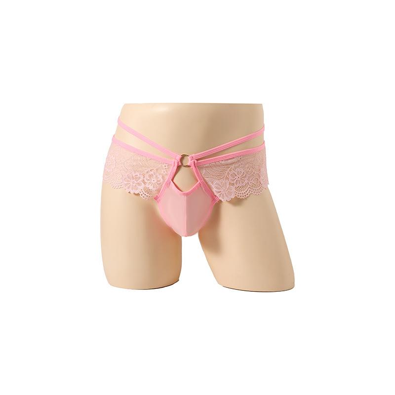 Sissy Lingerie Mens Sexy Lace See Through Skirted G-Strings Girly Underwear Bulge Pouch T-Back Thong Gay Crossdress Underpant
