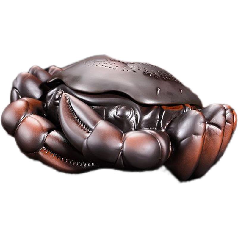 Purple pottery new crab tea filter ornament, eight square filter tea pet, purple sand tea leak cover, retro tea tray can be raised D1