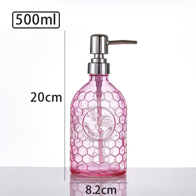 500ml Skleněný dávkovač s pumpičkou na dezinfekci rukou, šampon nebo sprchový gel