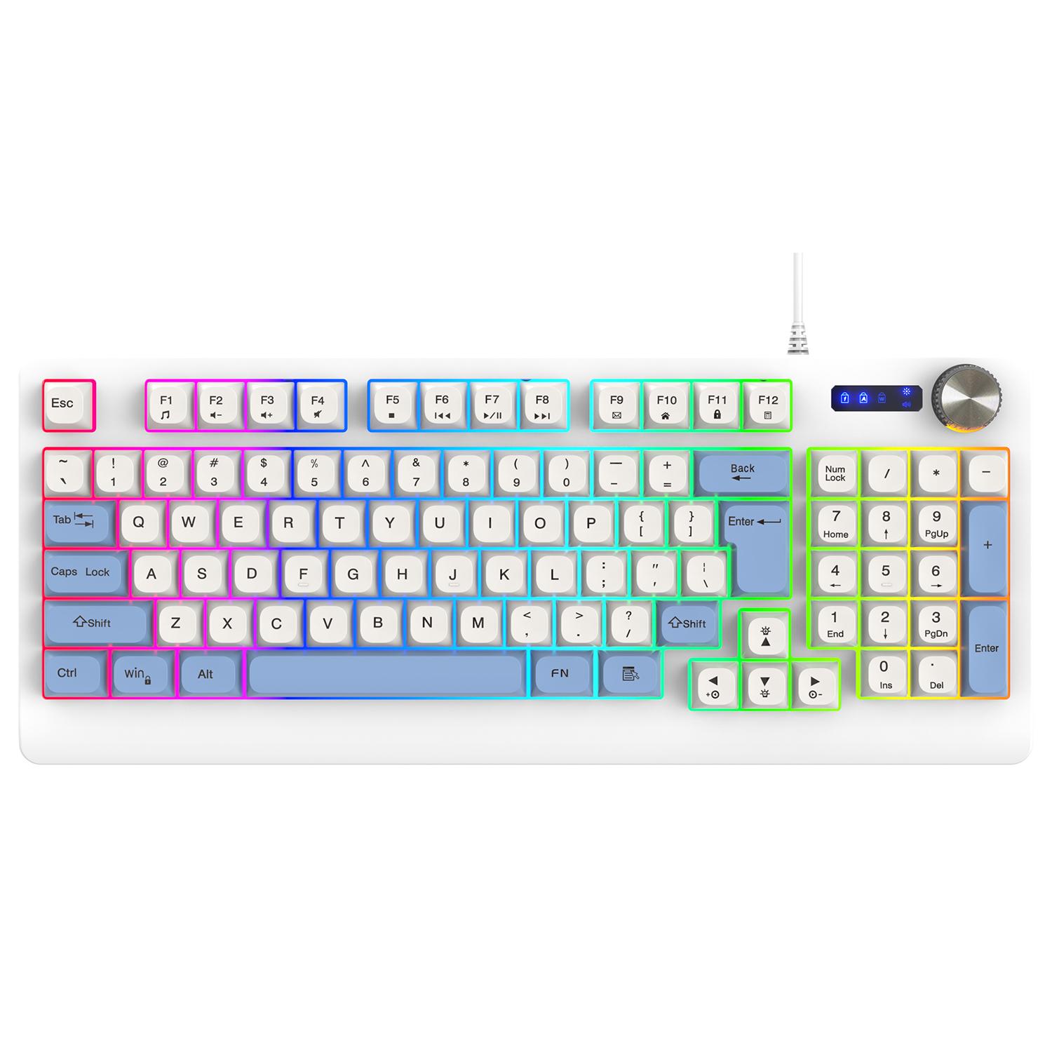 

Y-FRUITFUL K93 Color Splicing Wired Keyboard 93-Key RGB Light Office Gaming Computer Keyboard Orange+White