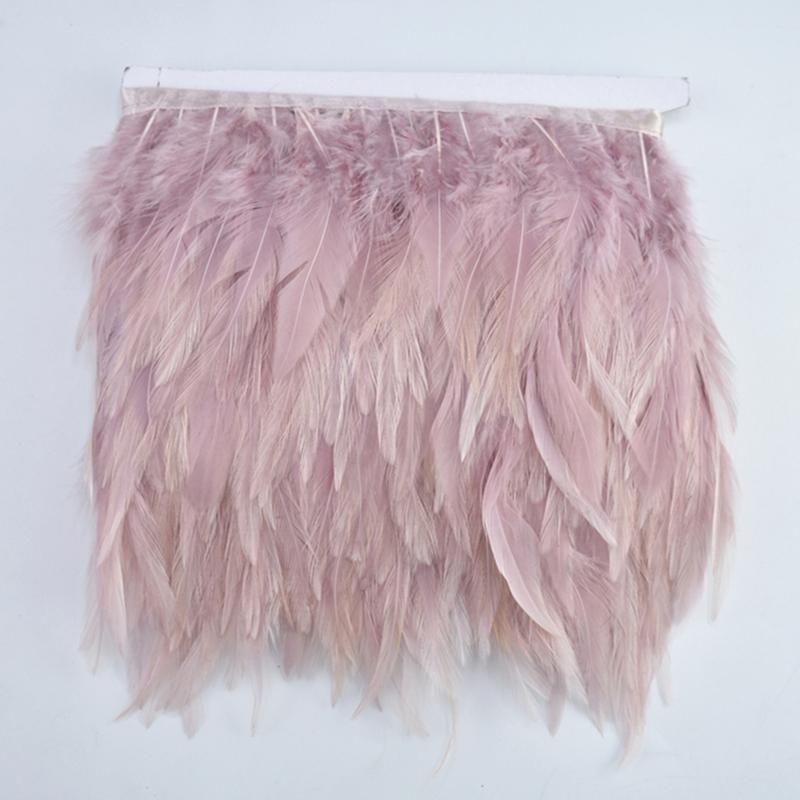 10Meters Leather Pink Rooster Neck Hackle Feather Trim Ribbon Pheasant Feathers Fringe For Crafts Plume Decoration Decor Plumas