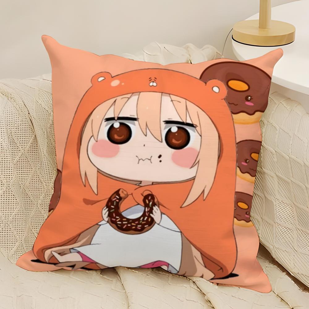 Cute U-umaru D-doma Anime Pillow Case Natural Linen Double-Sided Printing Sofa Home Decor Cushion Cover
