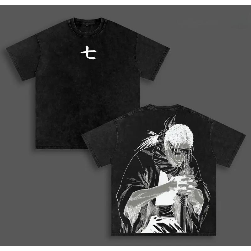 

BLEACH Tousen Kaname Printed Tee Men Women Washed Cotton T-shirts Manga Vintage T Shirt Harajuku Male Casual Short Sleeve Tshirt XXL чорний