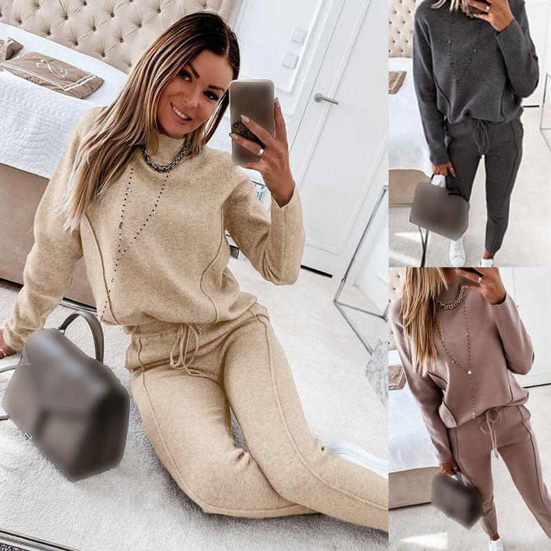 Cozy Women 2 Piece Tracksuit Set With Long Sleeve Sweatshirt And Long Pants