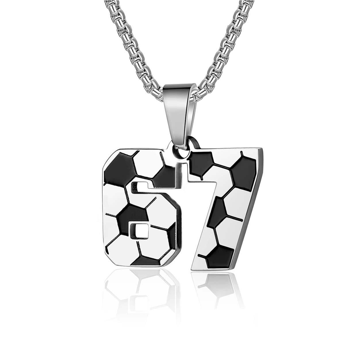 Baseball Football Football Arabic Numeral 67 Pendant Necklace Number Necklace 60CM